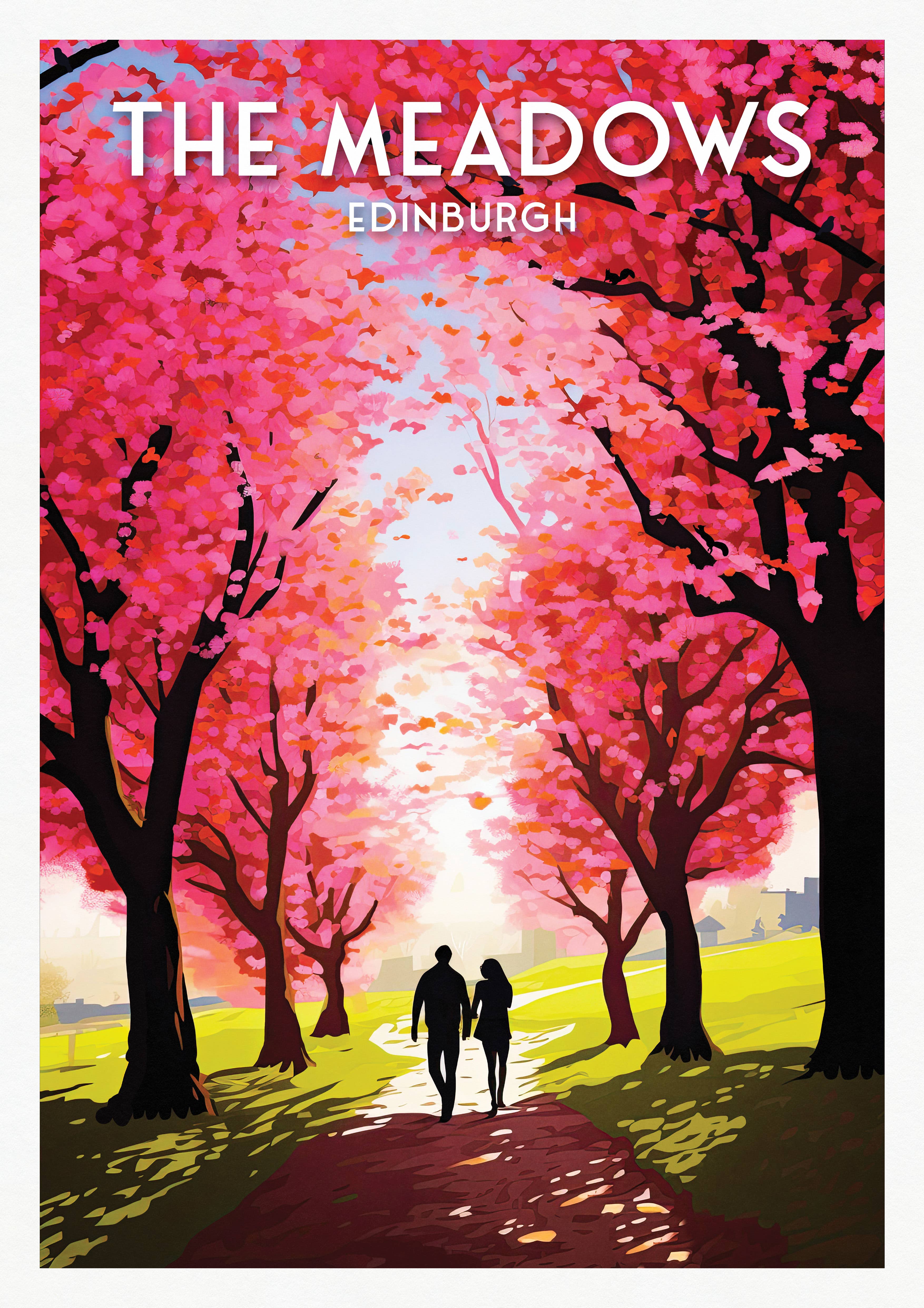 Printagonist – wholesale Art print – The Meadows Print - Edinburgh Cherry Blossoms - Morningside1