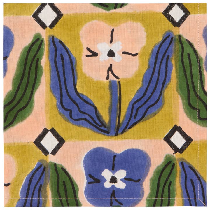 Danica Studio - Wholesale Dinner & Cloth Napkin - Teppi Block Print Napkins Set of 44
