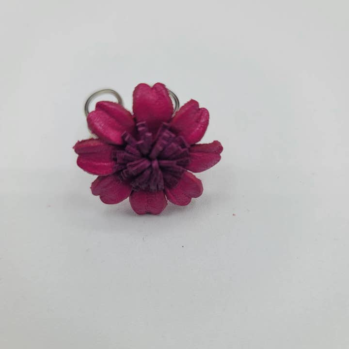 Sunflower Handmade leather inc - Wholesale Single Stone/Solitaire Ring - assorted leather flower ring2
