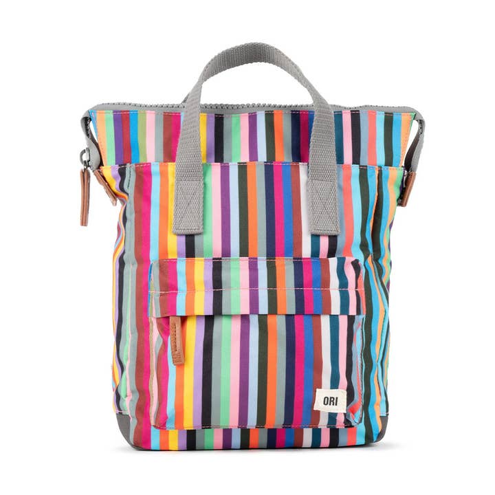 Bantry Small Backpack in Multi Stripe Canvas for wholesale by ORI London
