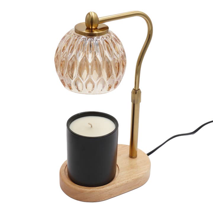 Candyl - Wholesale Wax Warmer - Candle Warmer Lamp - Crystal Glass & Wood Base - Gold