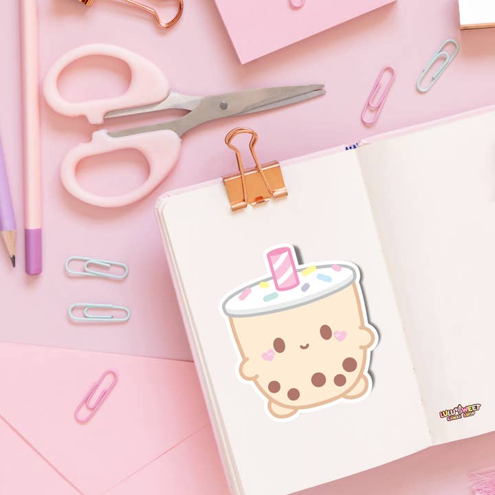 Paper and Sprinkles - Wholesale Sticker - Cute Milky Bubble Tea Vinyl Sticker1
