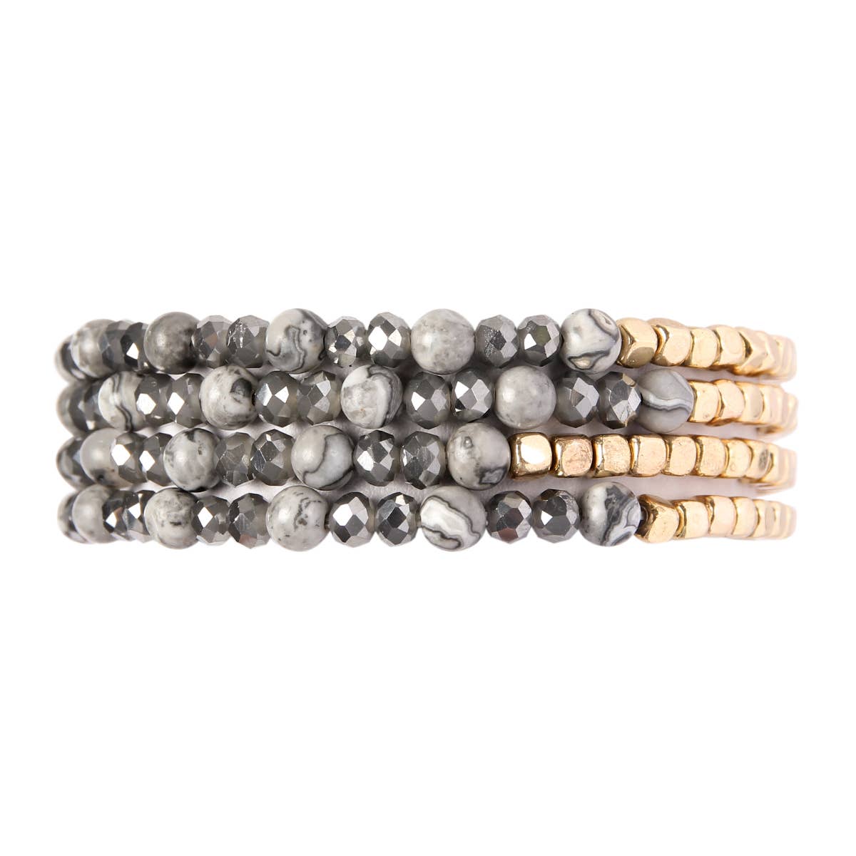 MYS Wholesale Inc - Wholesale Beaded Bracelet - Brass, Stone, Glass Four Set Beads Bracelet24