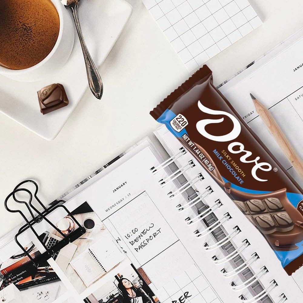 Snacky Candy - Vente Barre chocolatée - Dove Chocolat au Lait Singles Doux et Soyeux 1,4 oz 18 unités4