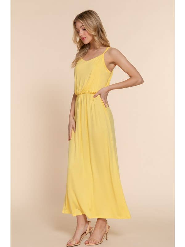 Active Basic | Active USA - Wholesale Dress - Women's - Waist Elastic Midi Cami Knit Dress