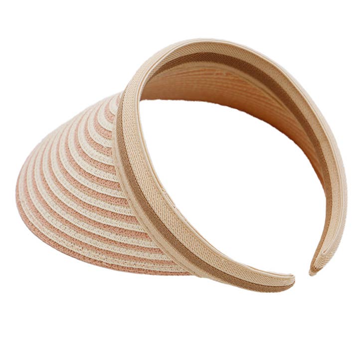 Cap Zone - Wholesale Visor – Women's - Harbor Stripe Sweatband Paper Straw Sun Visor3