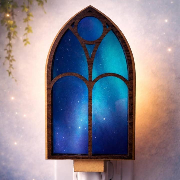 Led night light, Northern Lights cathedra, aurora-inspired stained glass decor, cozy bedroom lighting for wholesale by Form Hous