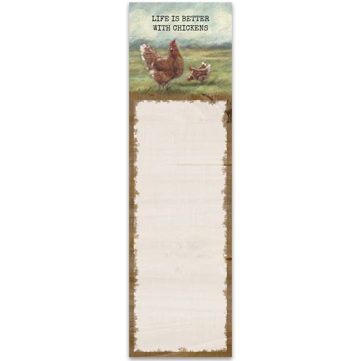 Primitives by Kathy - Wholesale Stationery/Notecard Set - Better With Chickens List Pad