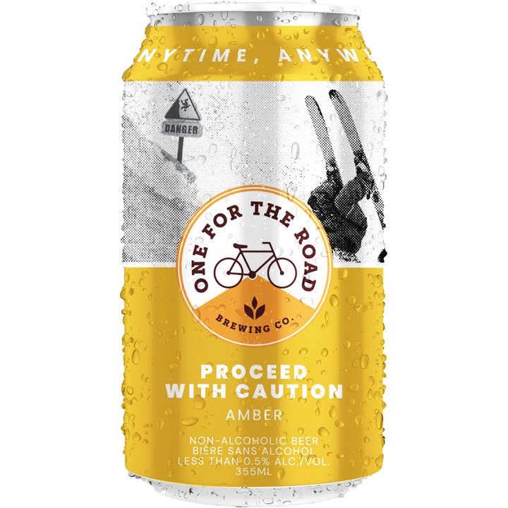 Proceed with Caution Amber NA Beer 4x6 pack 355ml cans for wholesale by One For The Road Brewing