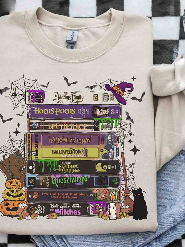 NVC Ecommerce LLC - Wholesale Graphic Sweatshirt - Women's - 90’s Halloween Movies Sweatshirt, Classic Halloween Shirt0