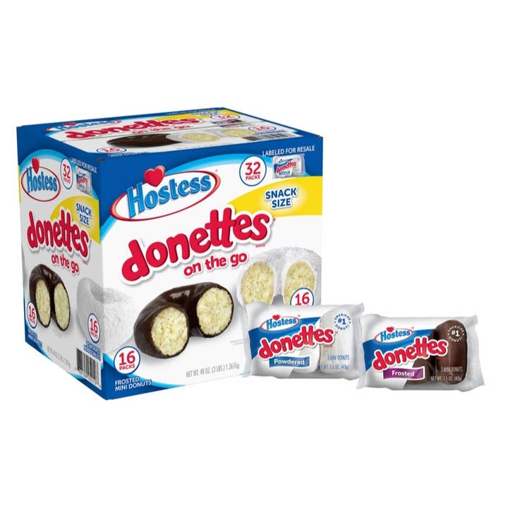 Hostess Donettes Variety Pack Donuts, Snack Size, 1.5oz 32CT for wholesale by Majestic Wholesale