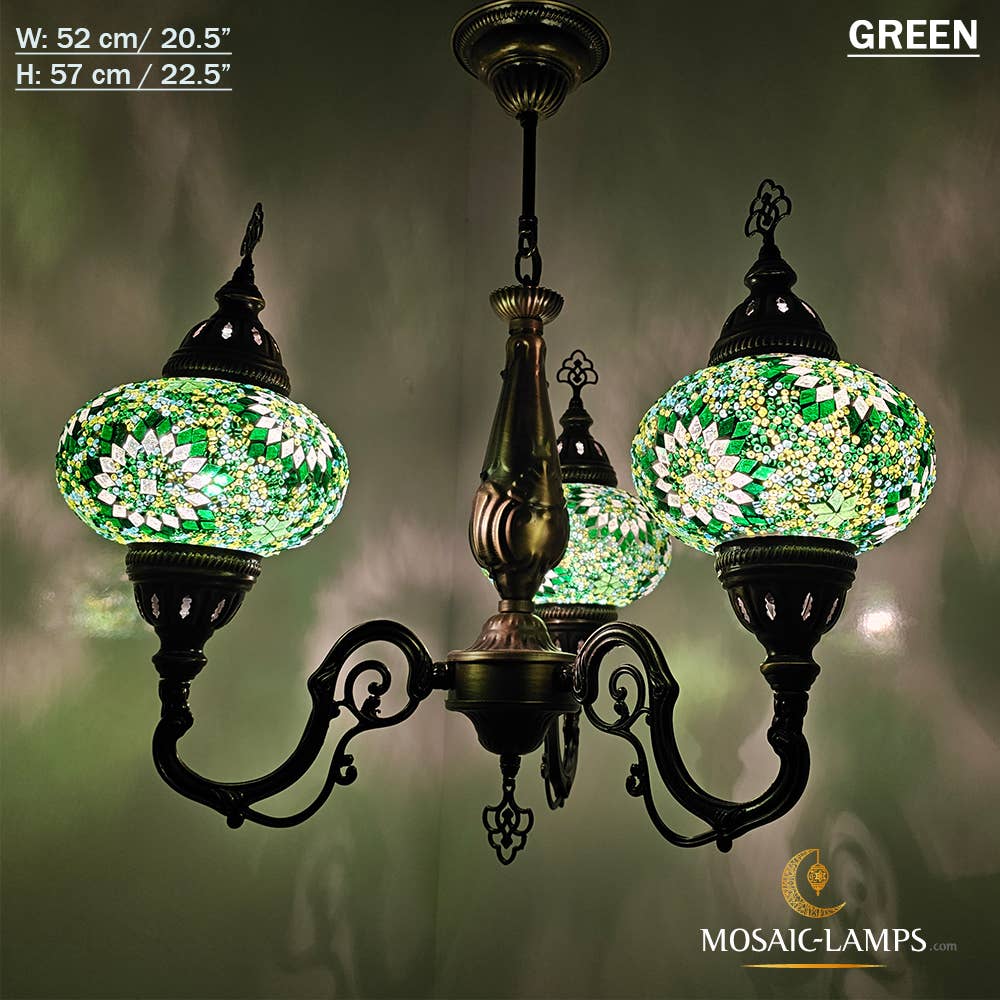 Mosaic Lamps – Candeeiro/lâmpada suspensa por atacado – Mosaico 3 Globo Feito à Mão Turco Marroquino Árabe Oriental Boh4
