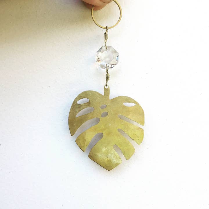Vida + Luz - Wholesale Suncatcher - Mini Mini Monstera Mini Sun Catcher| Gold Charm | Ornament2