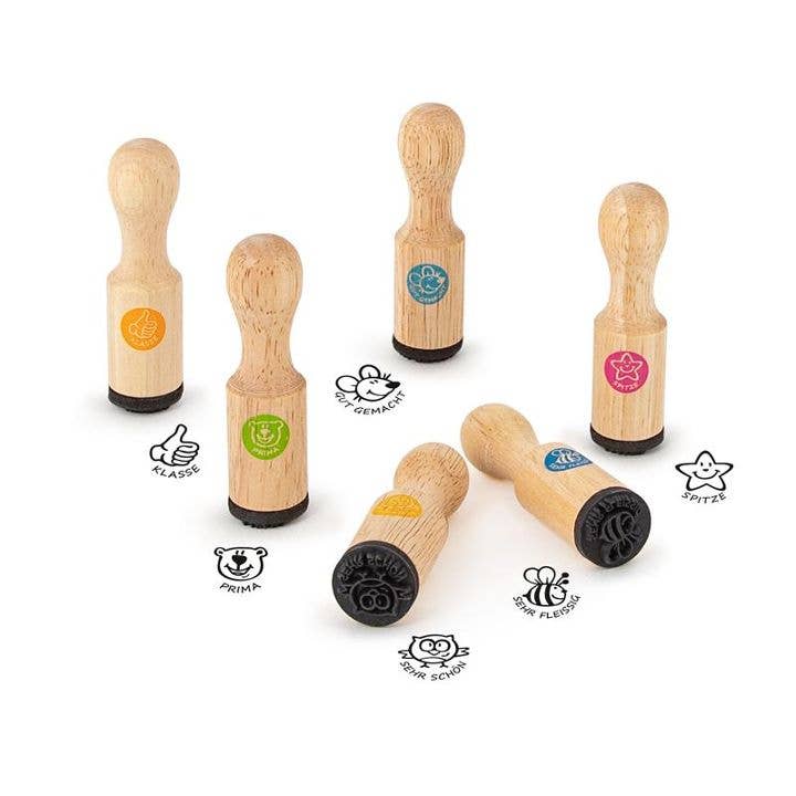 Trendhaus – wholesale Gummistämpel/dekorativ stämpel – Barn och baby – MOTIVATION TRÄ STÄMPEL FÖR LÄRARE, 6-FAC1