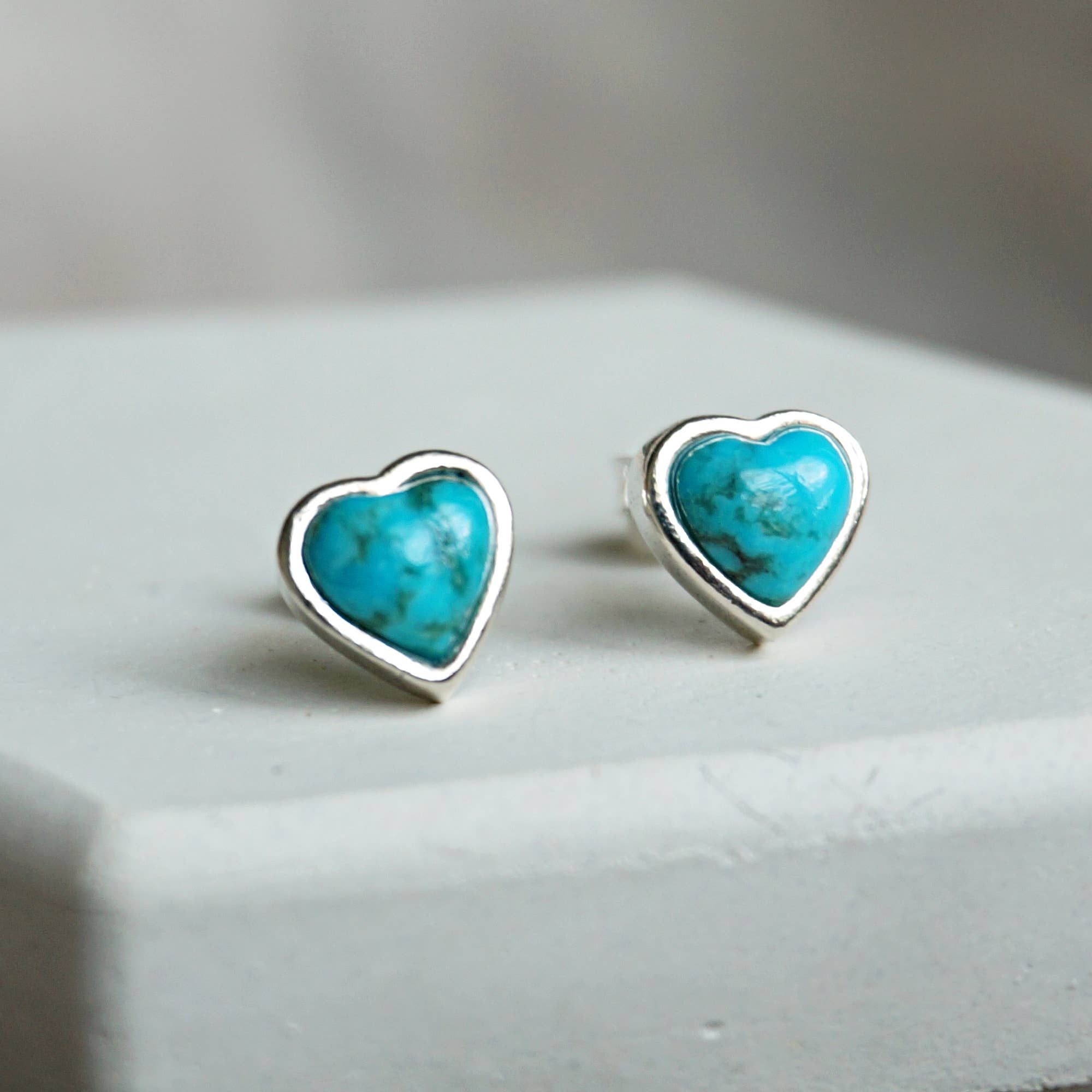 Sowell Jewelry - Wholesale Stud/Post Earrings - Turquoise Heart Stud Earrings