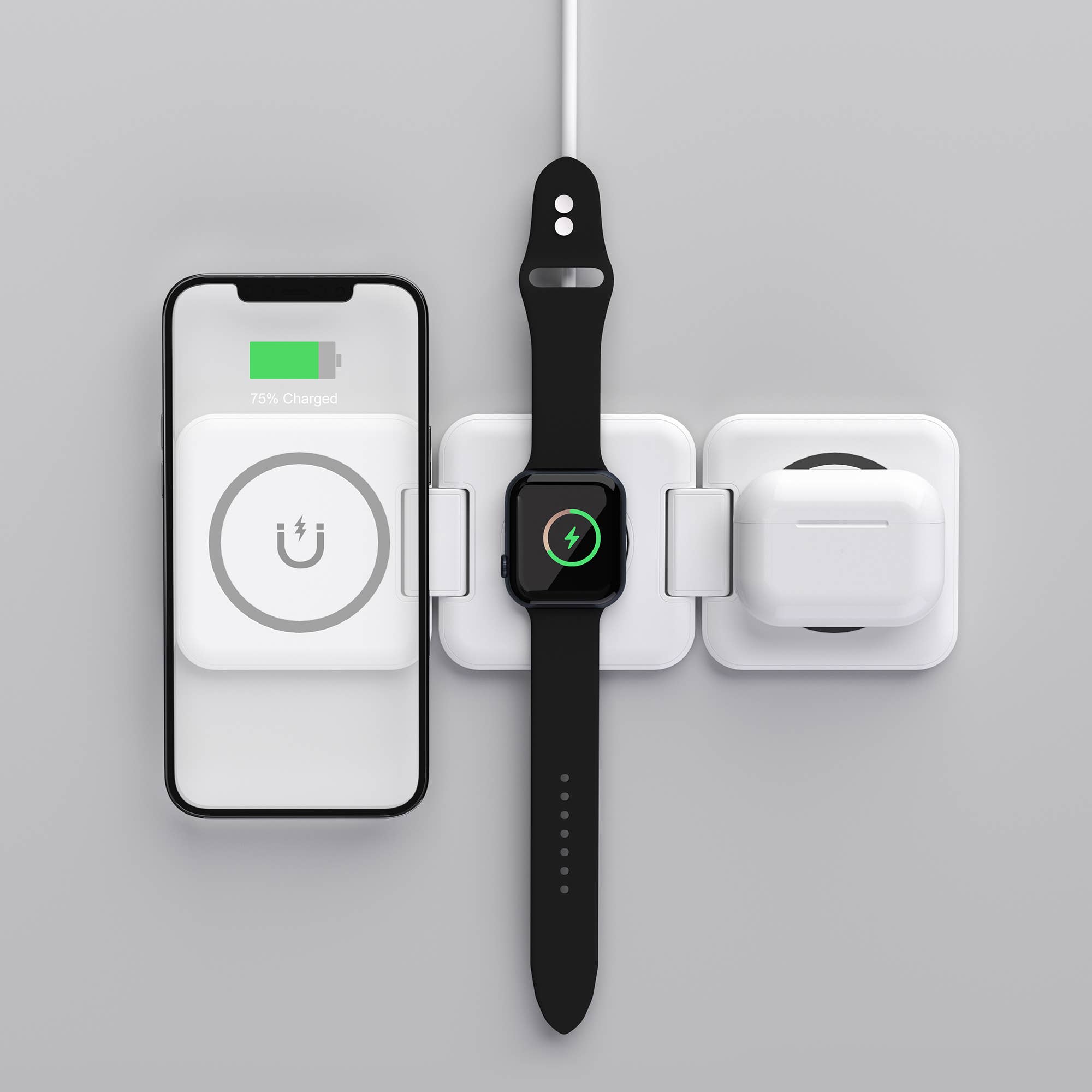 LAX Gadgets – wholesale Charging dock – MagSafe 3-in-1 Foldable Wireless Charging Stand- Retail Pack6