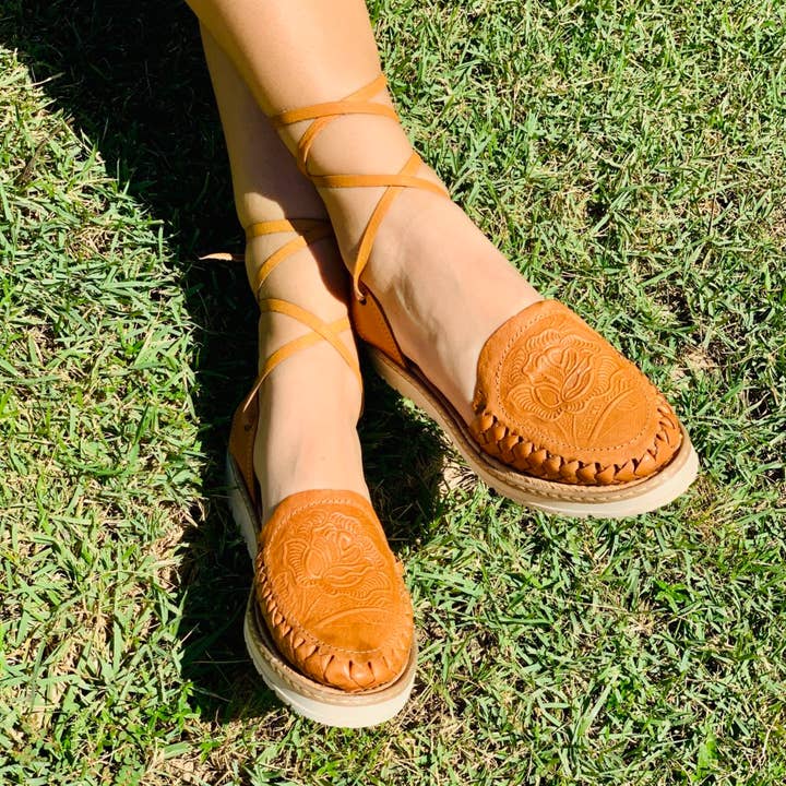 Huaraches roses en cuir véritable pour la vente par KarenJailene Shop