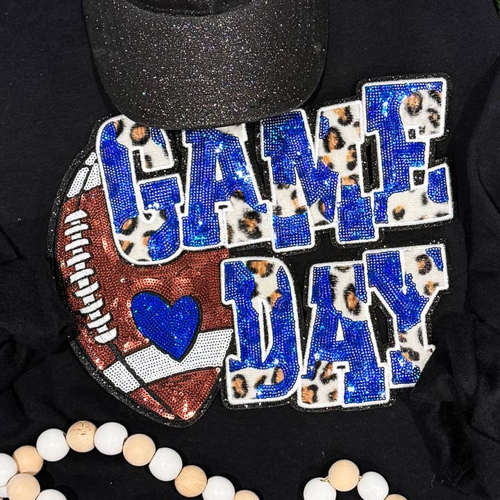 Trendy Transfers - Wholesale Patch - Royal Football Leopard & Sequins Patch0