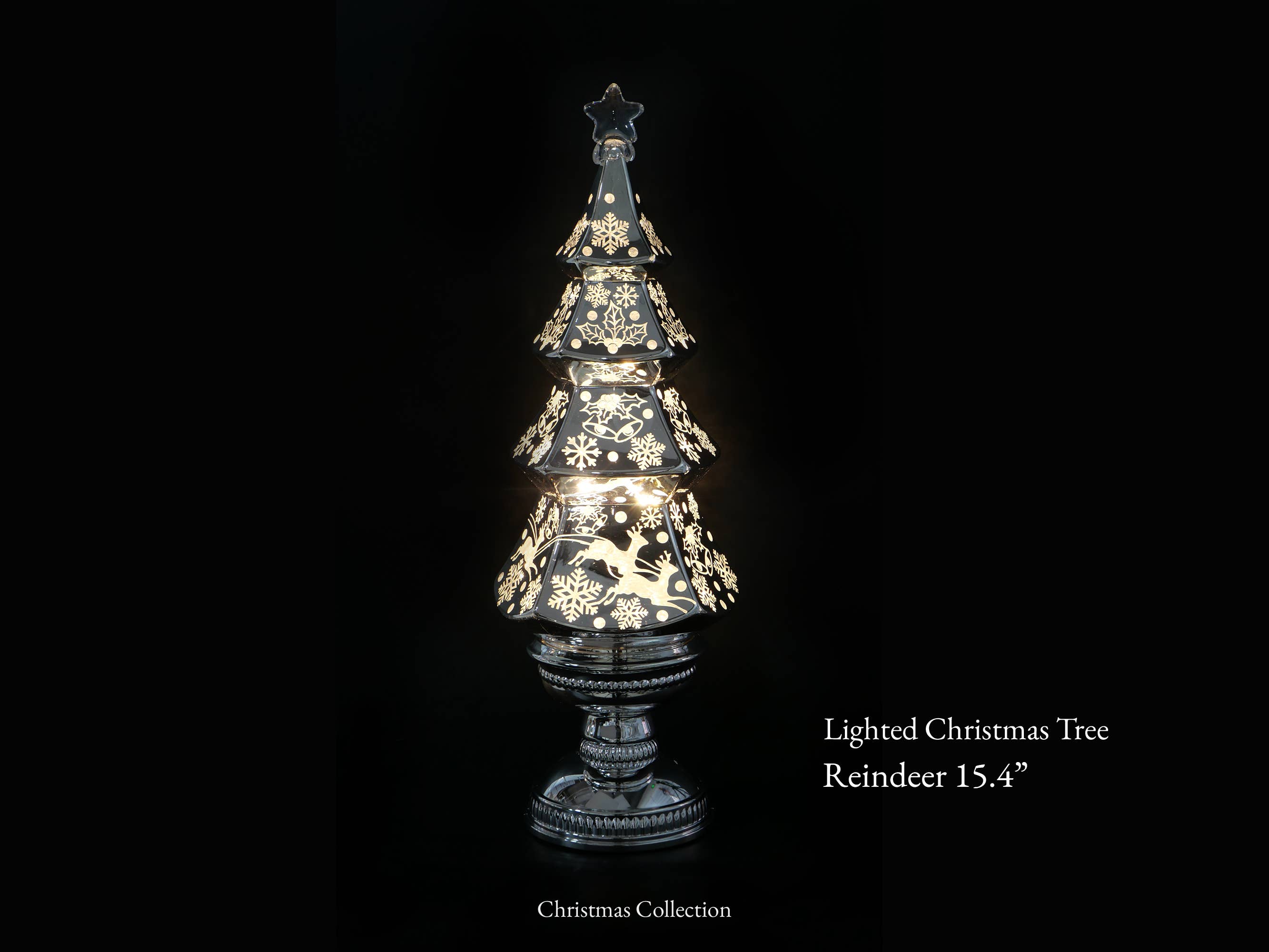 IEGIFT - Wholesale Christmas Decoration - 15.4" Lighted Reindeer Shimmering Tree Glitter Globe