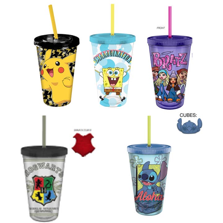 20pc Licensed Glitter & Cube Cold Cup Assortment for wholesale by Silver Buffalo