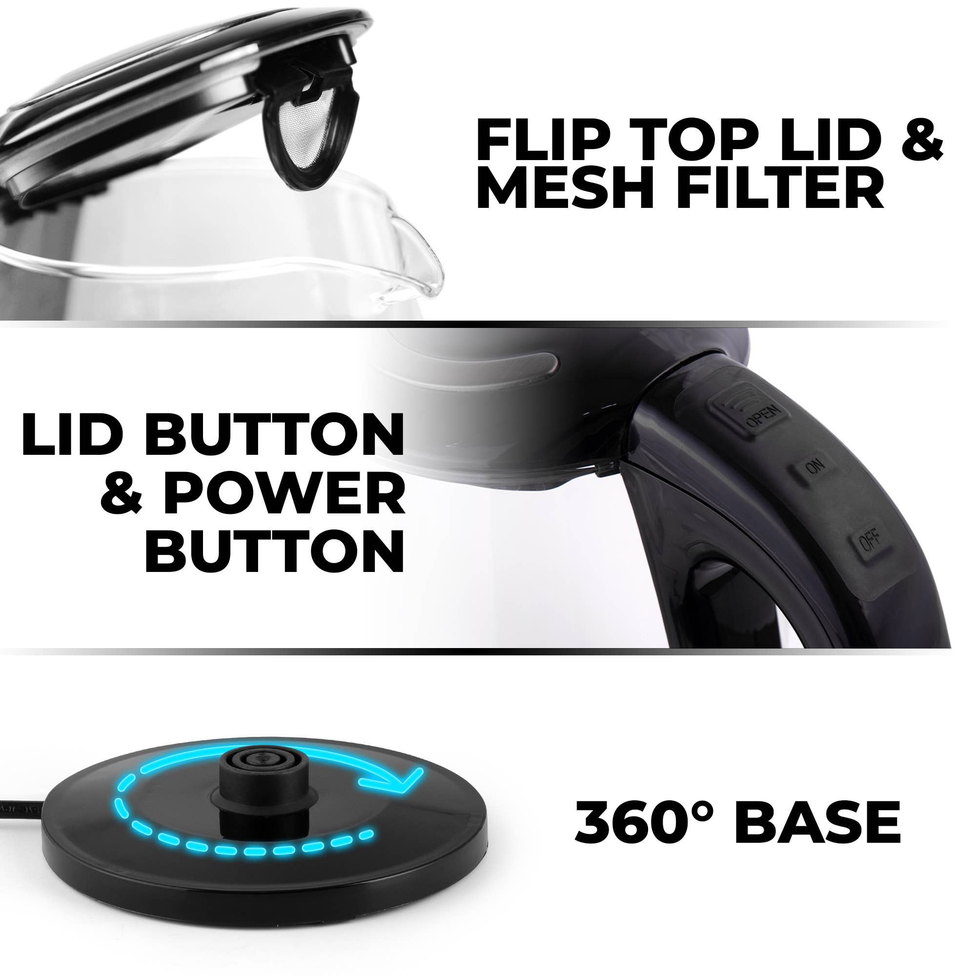 Zulay Kitchen - Wholesale Kettle - Glass Electric Kettle 1.7L with Blue LED Light4