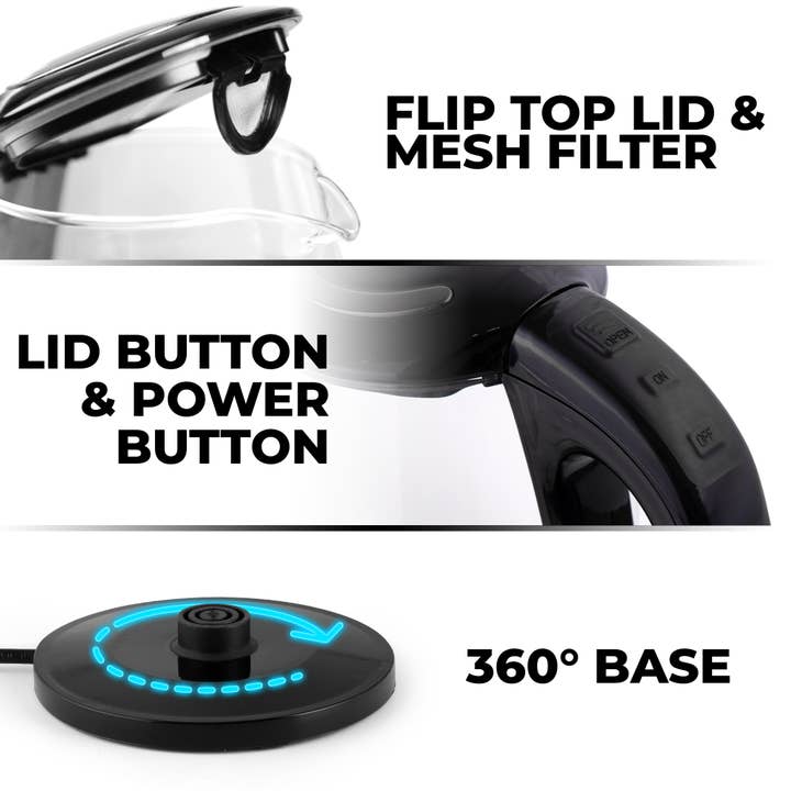 Zulay Kitchen - Wholesale Kettle - Glass Electric Kettle 1.7L with Blue LED Light4