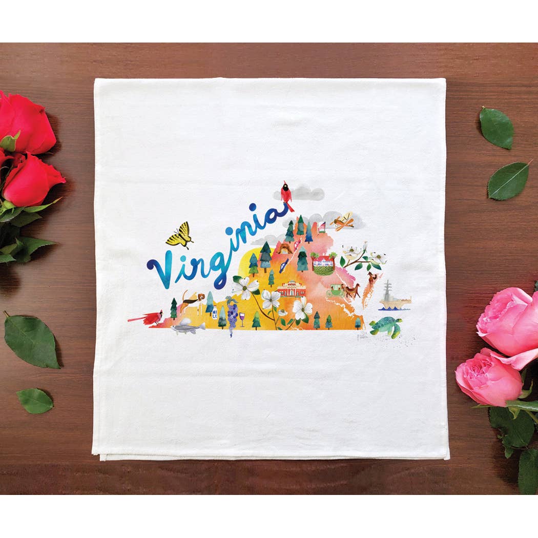 Allport Editions - Vente Torchons - Série de serviettes avec cartes à l'aquarelle - découvrez les 28 États !19