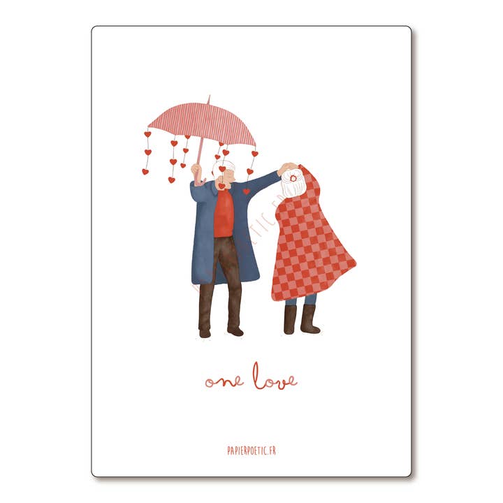 Postkort / Kort "Én kærlighed" for engroshandel hos Papier Poetic