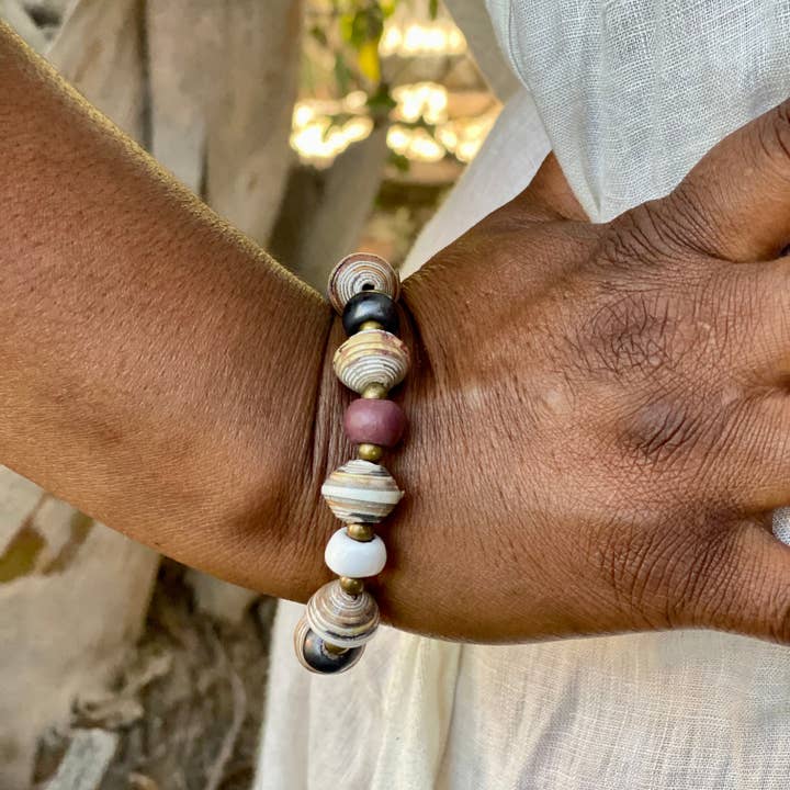 Haiti Fair Trade- Papillon Marketplace - Wholesale Beaded Bracelet - Haitian Signature Bracelet- Pastels with Cereal Box Beads4