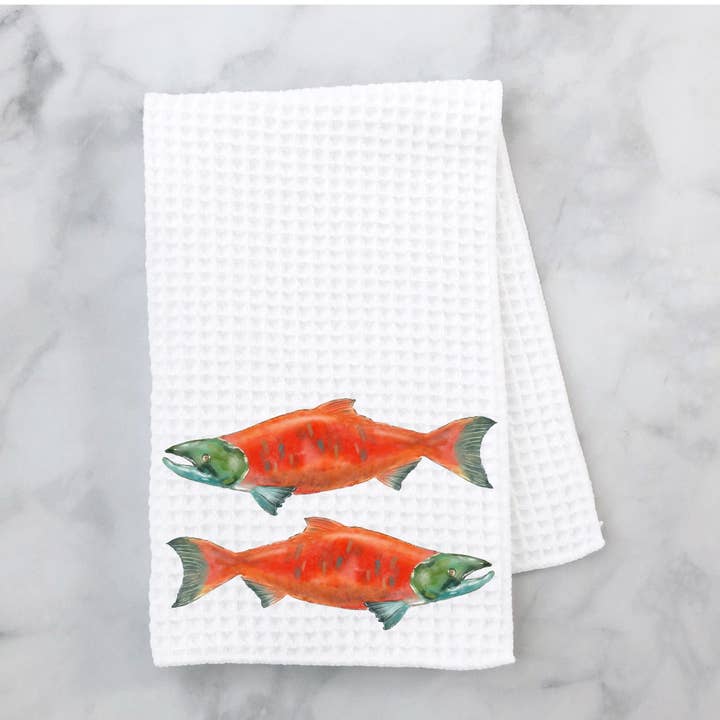 Kökshandduk med laxmotiv för wholesale av MerikaArt