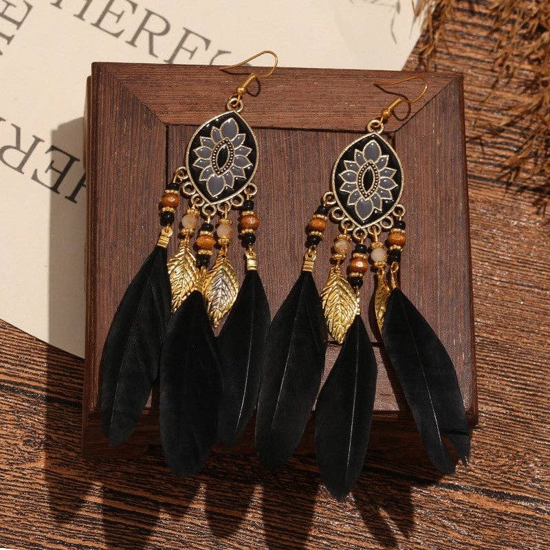 liqubit - Wholesale Dangle Earrings - Bohemian Feather Ear Hook4
