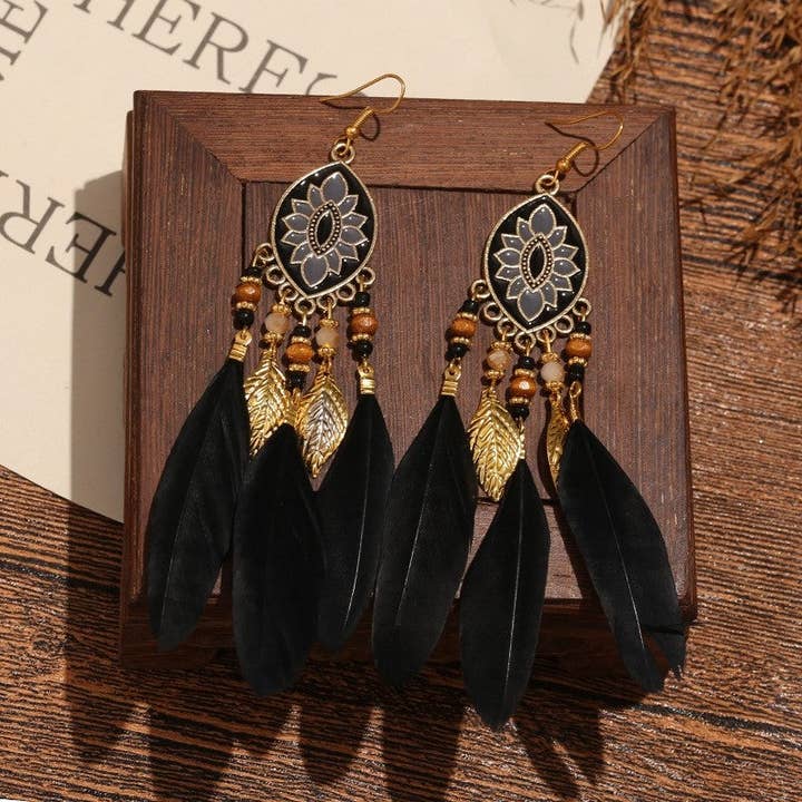 liqubit - Wholesale Dangle Earrings - Bohemian Feather Ear Hook4