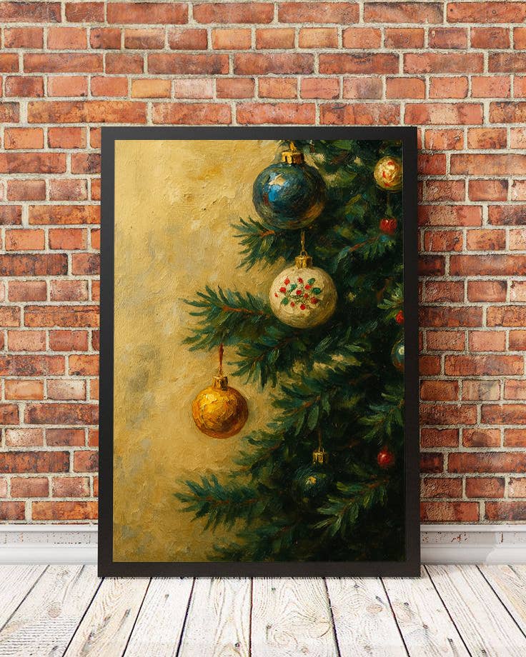 DTF Office - Wholesale Canvas Art - Vintage Christmas Tree Ornaments Canvas: Holiday Wall Art