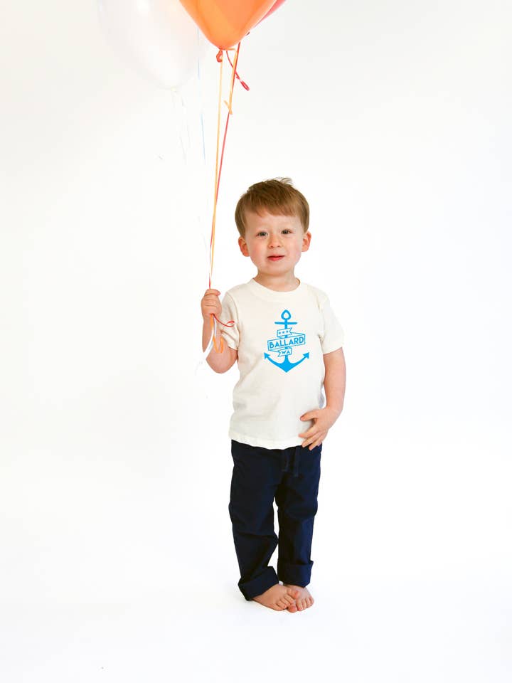 Ballard Anchor -- Screenprinted Organic Cotton Kids Tee for wholesale by Orange Twist Studio LLC