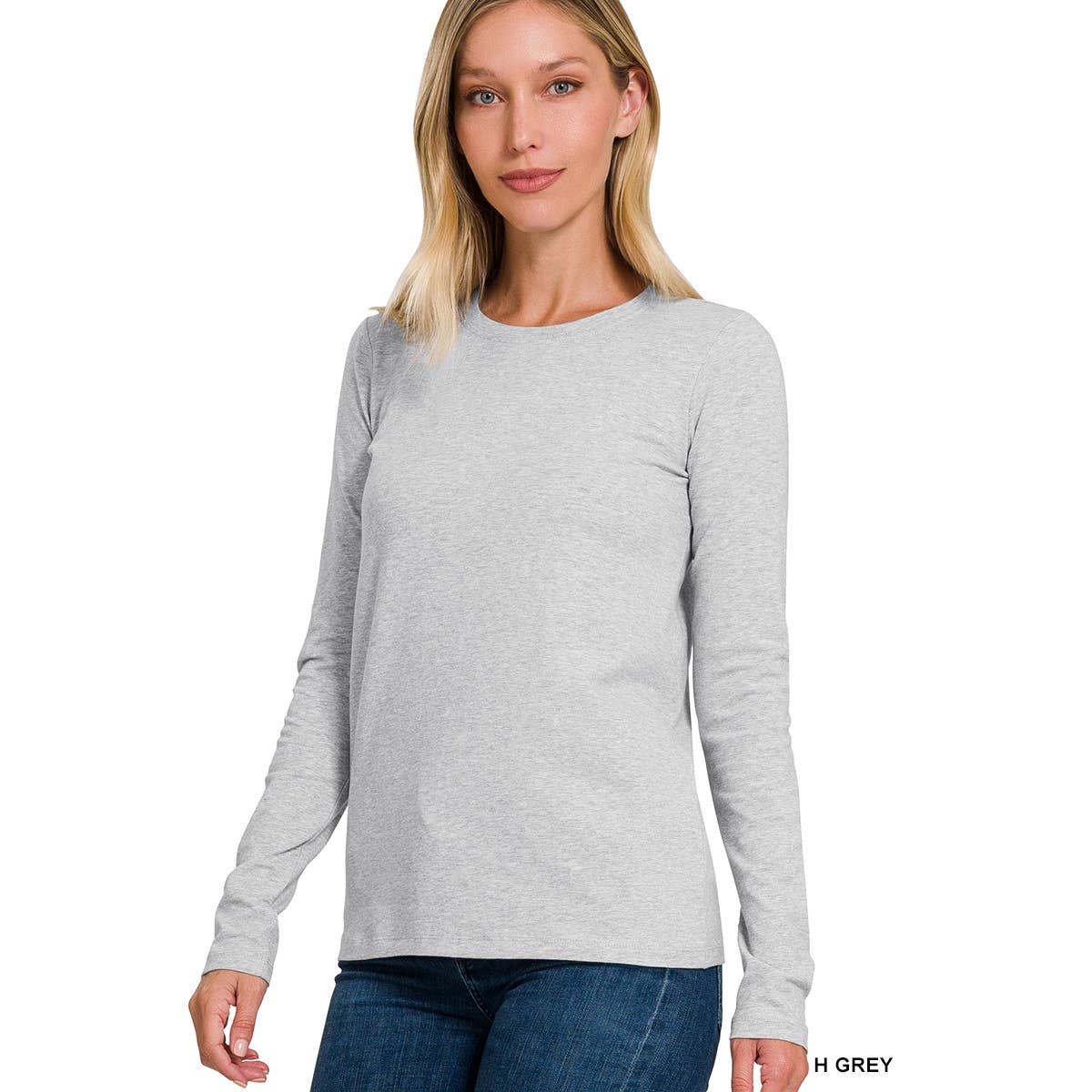 Apolline – wholesale T-shirt (utan tryck) – Dam – BOMULL CREW NECK LÅNGÄRMAD T-SHIRT3