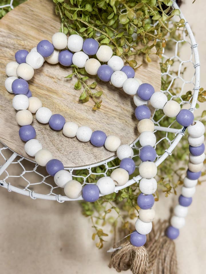 White & Lavender Bead Garland for wholesale by Refinery 86 Home Decor