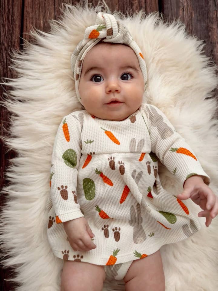 Vestido Simple de Gofre Orgánico y Braguita, Cottontail para venta al por mayor de SpearmintLOVE