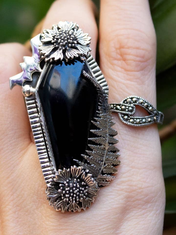 Coffin Black Onyx Ring, AR-7027 for wholesale by Ambra Jewels