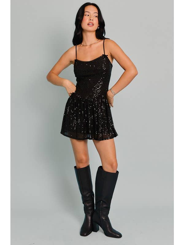 Black Velvet Bow & Lace Detail Sequin Mini Dress for wholesale on Faire