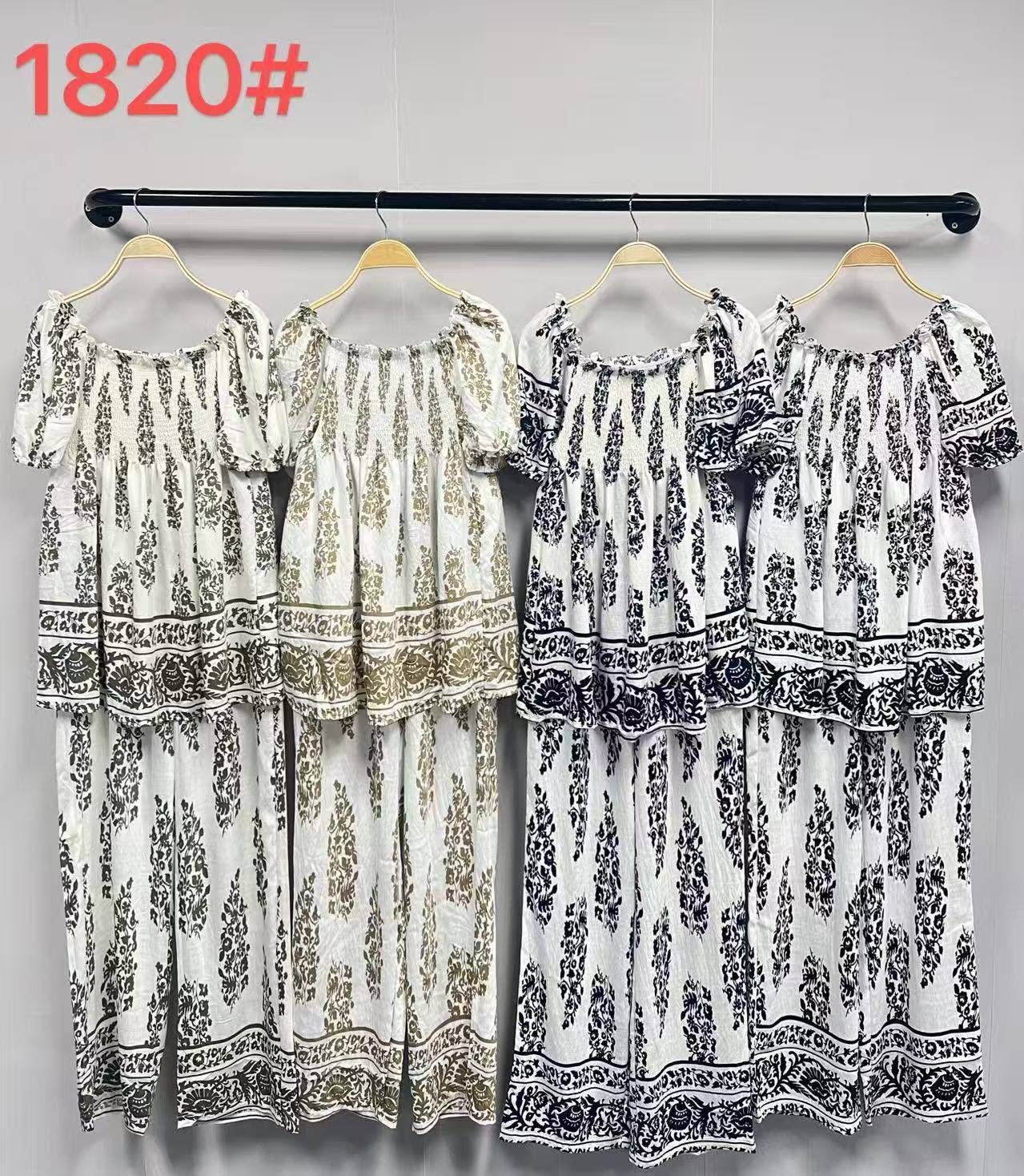 Pomelo paris - Wholesale Set met top en broek (GEEN Loungewear) - Dames - CN 1820 set van top en broek met print0