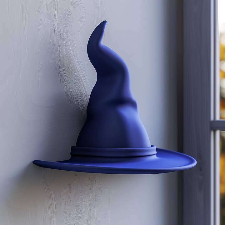 Prateleira de Parede em Forma de Chapéu de Feiticeiro Impressa em 3D | Decoração Mágica de Chapéu de Bruxa Flutuante | Acento de Parede Minimalista e Único para Interiores Modernos e Escritórios por atacado de Decords