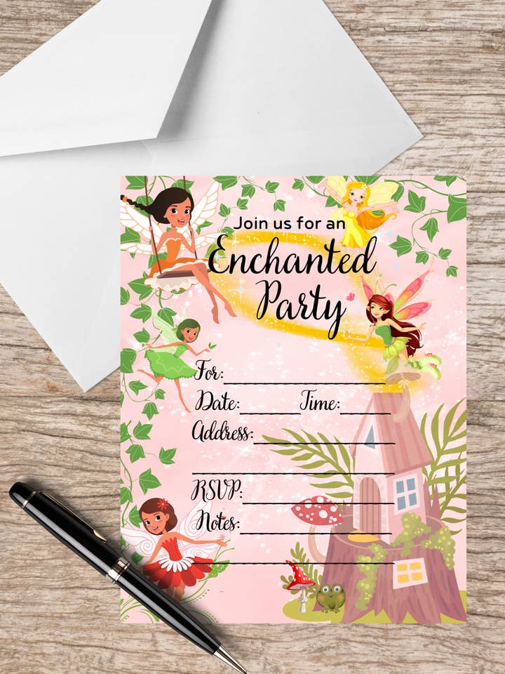 Fairy Party Invitations comes with Envelopes and Stickers. for wholesale by LM Studioz
