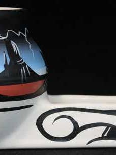 20093 Desert Storm 7 1/2 x 3 1/2 pouces Porte-crayons de bureau pour la vente par Cedar Mesa Pottery