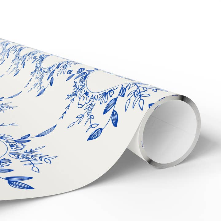 Lokipawz - Wholesale Flat Wrap - Mazel Tov Bar Mitzvah Blue Floral Gift Wrap3