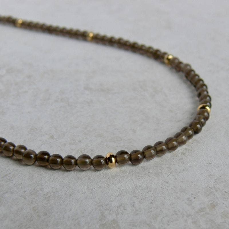 Rope and Leather - Wholesale Beaded/Pearl Necklace - Smoky Topaz Necklace1