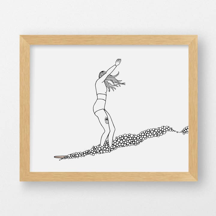 "Wild + Free", Surf Art Print for wholesale by Meg Jacovino - Thoughtfully Hand Drawn