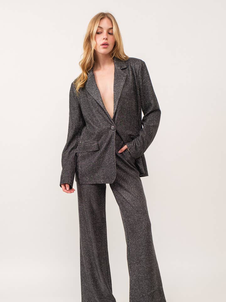 KIWI - Wholesale Blazer - Women's - IJ2892 Women's Clothing Oversized Glitter Blazer6