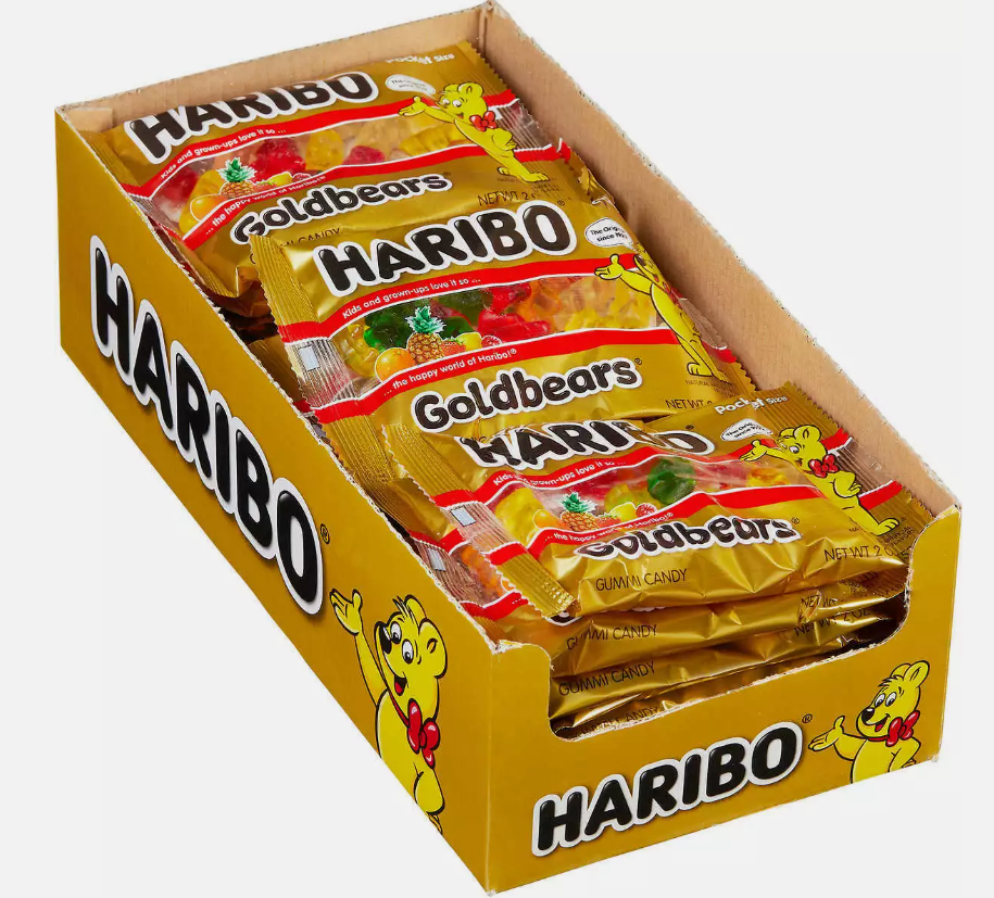 Snacky Candy – Großhandel Weingummi – Haribo Beutel Original Goldbären Gummibonbons 2 oz 24 Packungen0