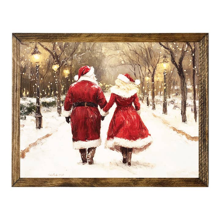 KÜNSTLERISCHE SERIE TIMBERLAND-SPAZIERGANG IM PARK HERR FRAU CLAUS für den Großhandel von Jarmz Designs