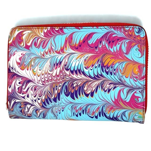 Grand portefeuille pour femme en cuir italien marbré#3 pour la vente par Elegant Italian